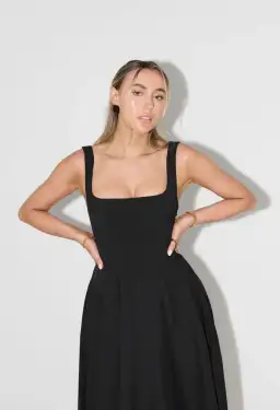 Odd Muse The Ultimate Muse High Waist Square Neck Midi Dress Black Size 10 for rent on The Volte - image 2