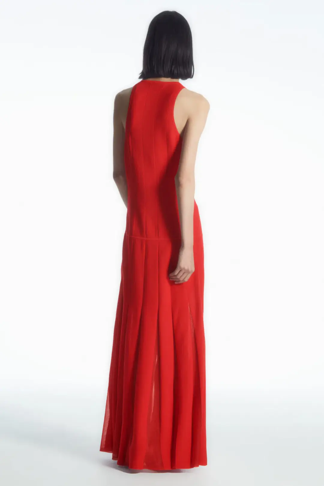 COS Pleated Racer Neck Maxi Dress Red Size 8 for rent on The Volte - main image