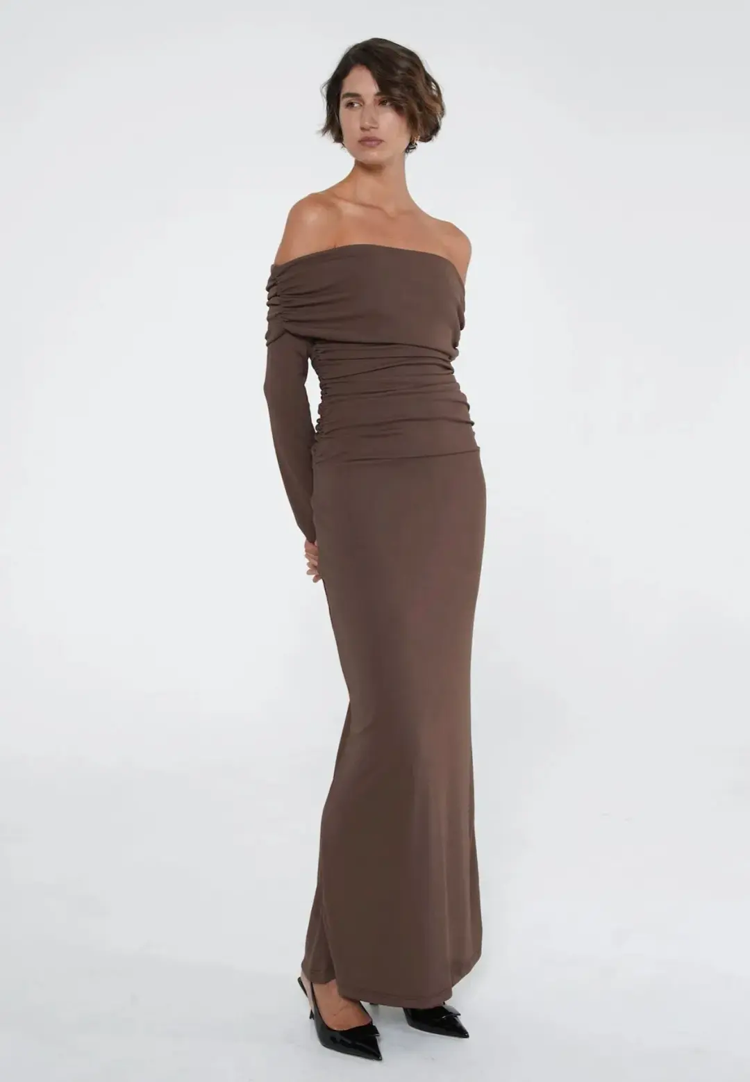 Benni Lorena Maxi Dress Ash Brown Size 8 for rent on The Volte - main image