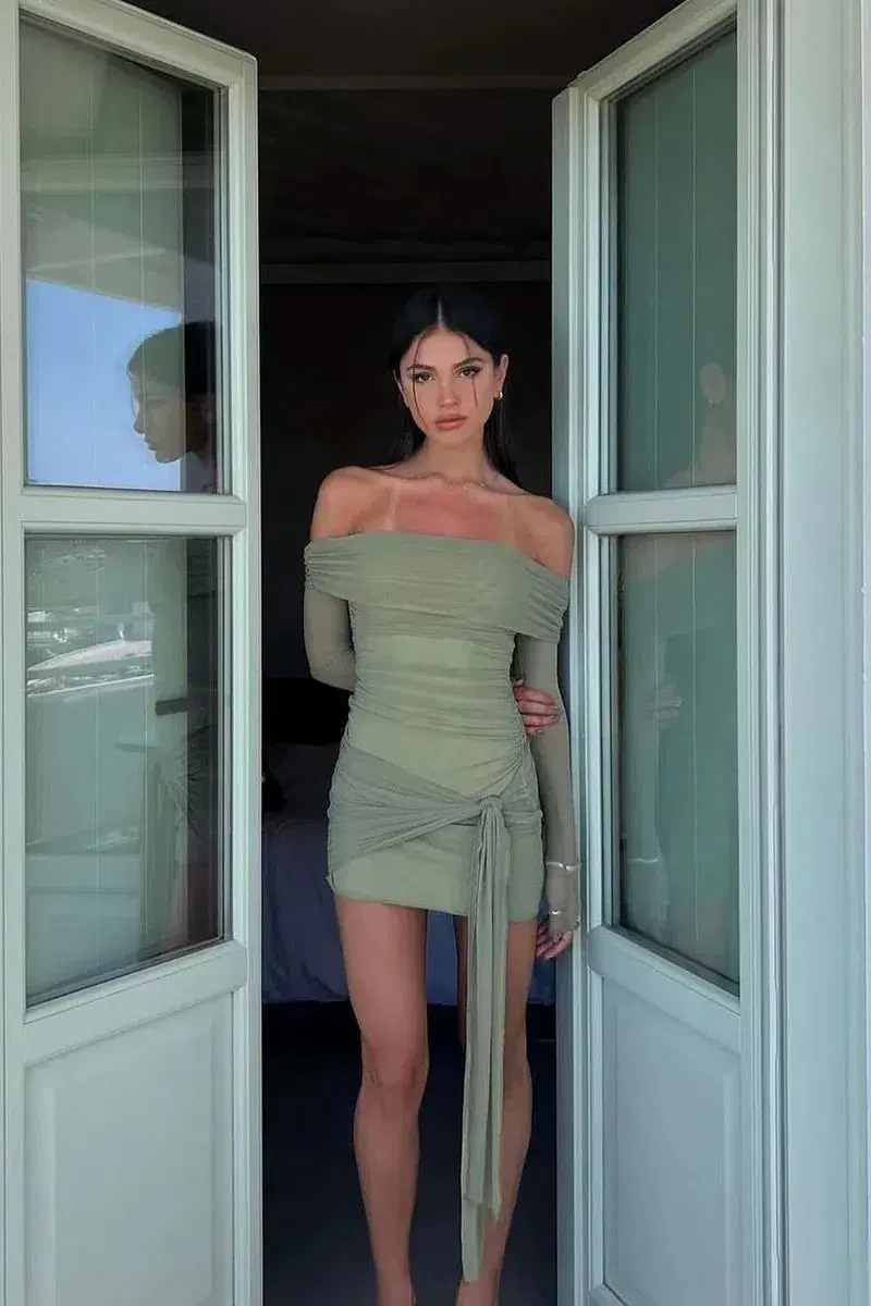 Benni Yasmin Mini Dress Pistachio Size 10 for rent on The Volte - main image