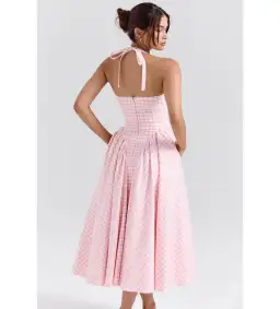 House of CB Marilyn Gingham Halter Midi Dress Strawberry Shortcake Size XL/Au 14 for rent on The Volte - image 2