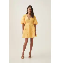 Aje Florential Mini Swing Dress Soft Yellow Size AU 8 for rent on The Volte - image 1