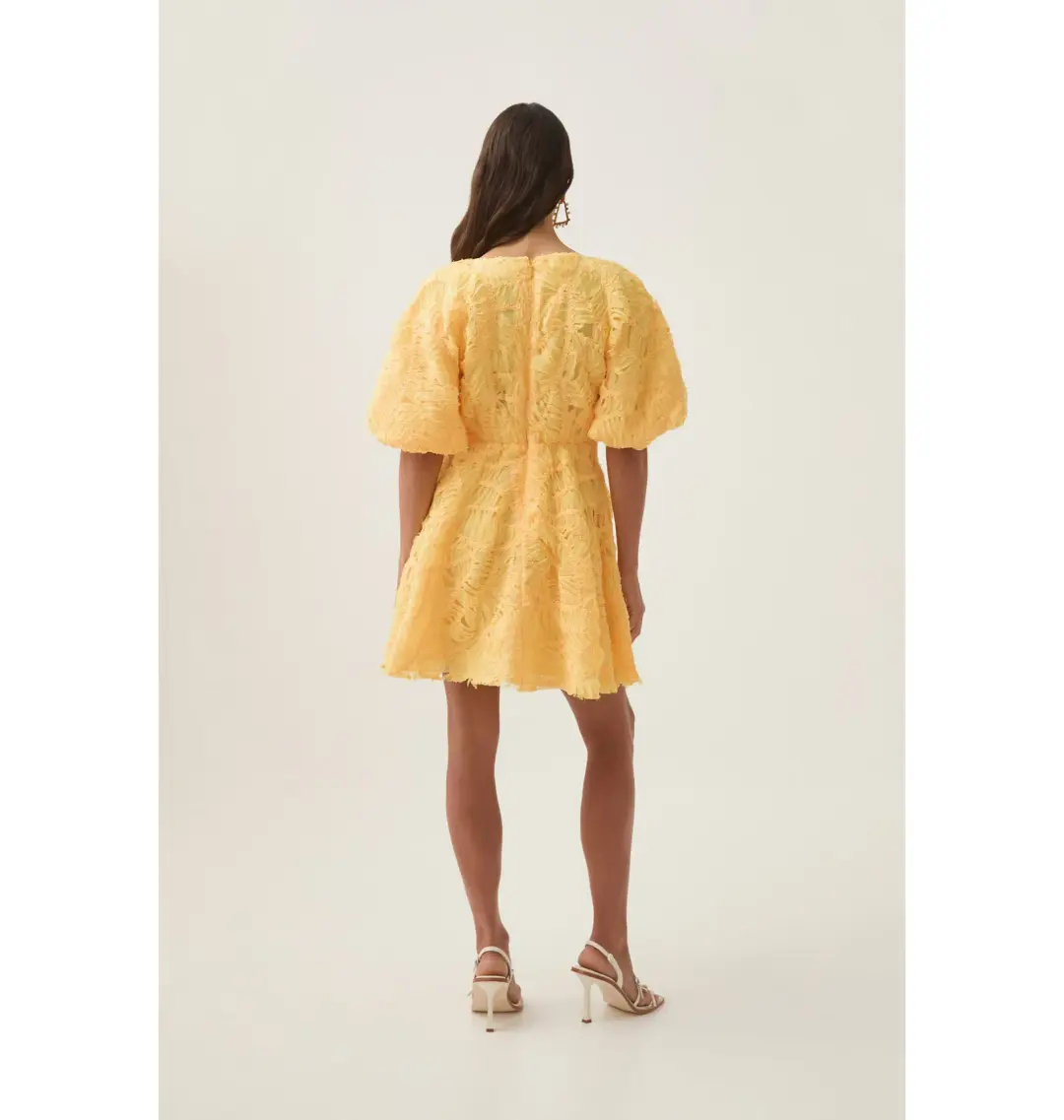 Aje Florential Mini Swing Dress Soft Yellow Size AU 8 for rent on The Volte - main image