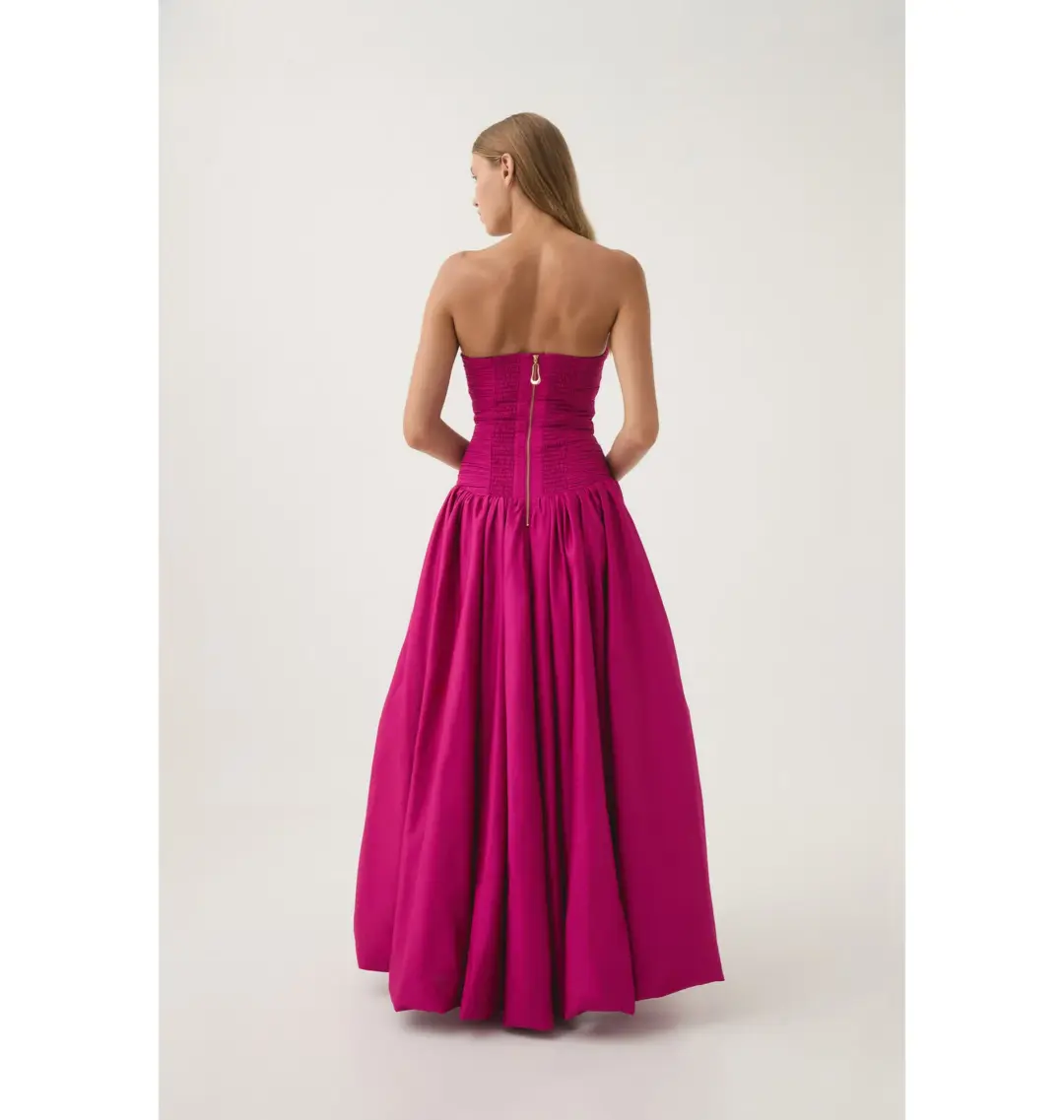 Aje Violette Bubble Hem Maxi Dress Deep Magenta Size AU 12 for rent on The Volte - main image