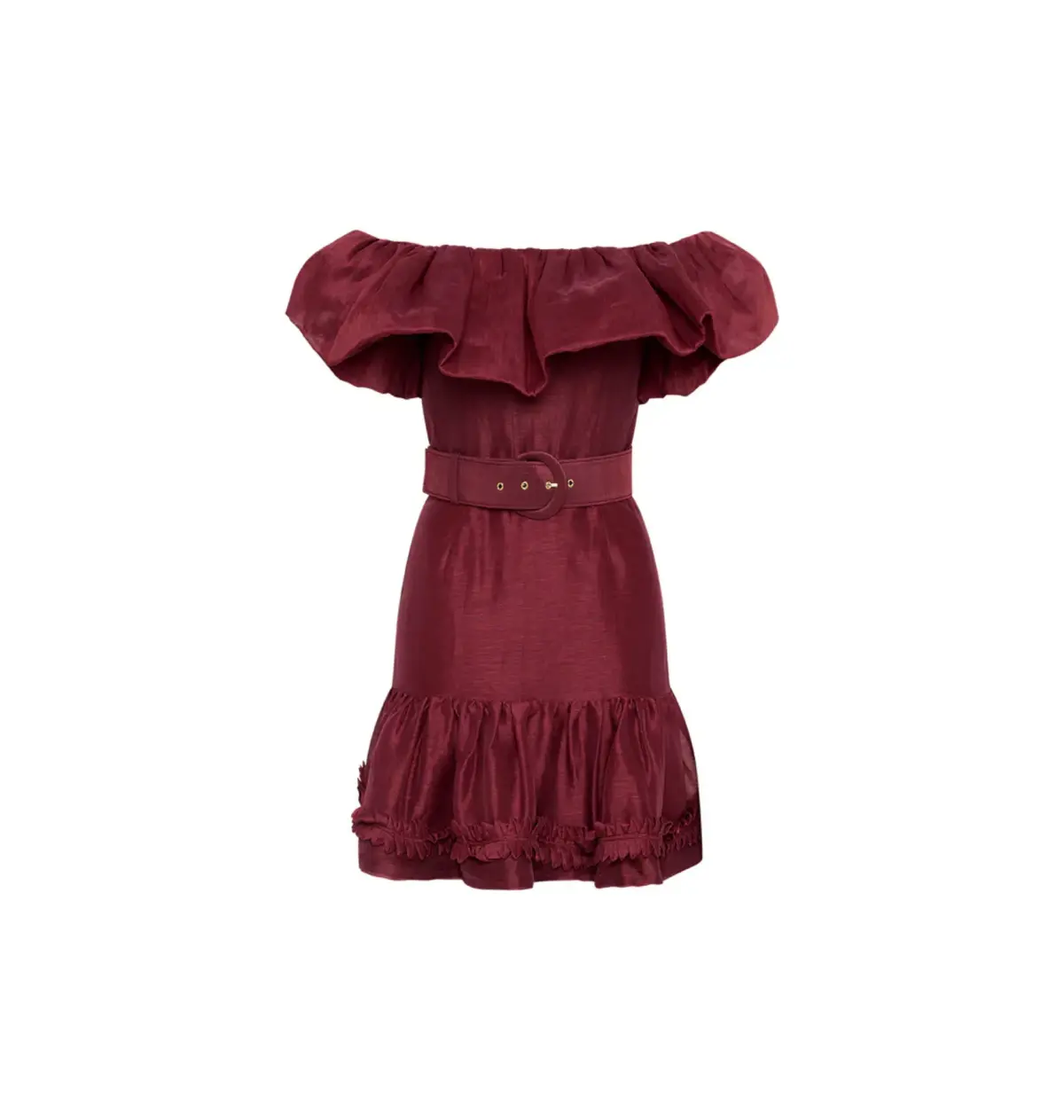 Rebecca Vallance Bordeaux Off Shoulder Mini Dress Burgundy Size AU 12 - Image 4