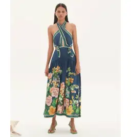 Alemais Lyla Halter Midi Dress Royal Blue Size AU 4