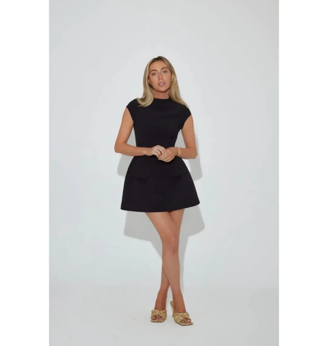 Odd Muse The Ultimate Muse Cap Sleeve Mini Dress Black Size AU 6 for rent on The Volte - main image