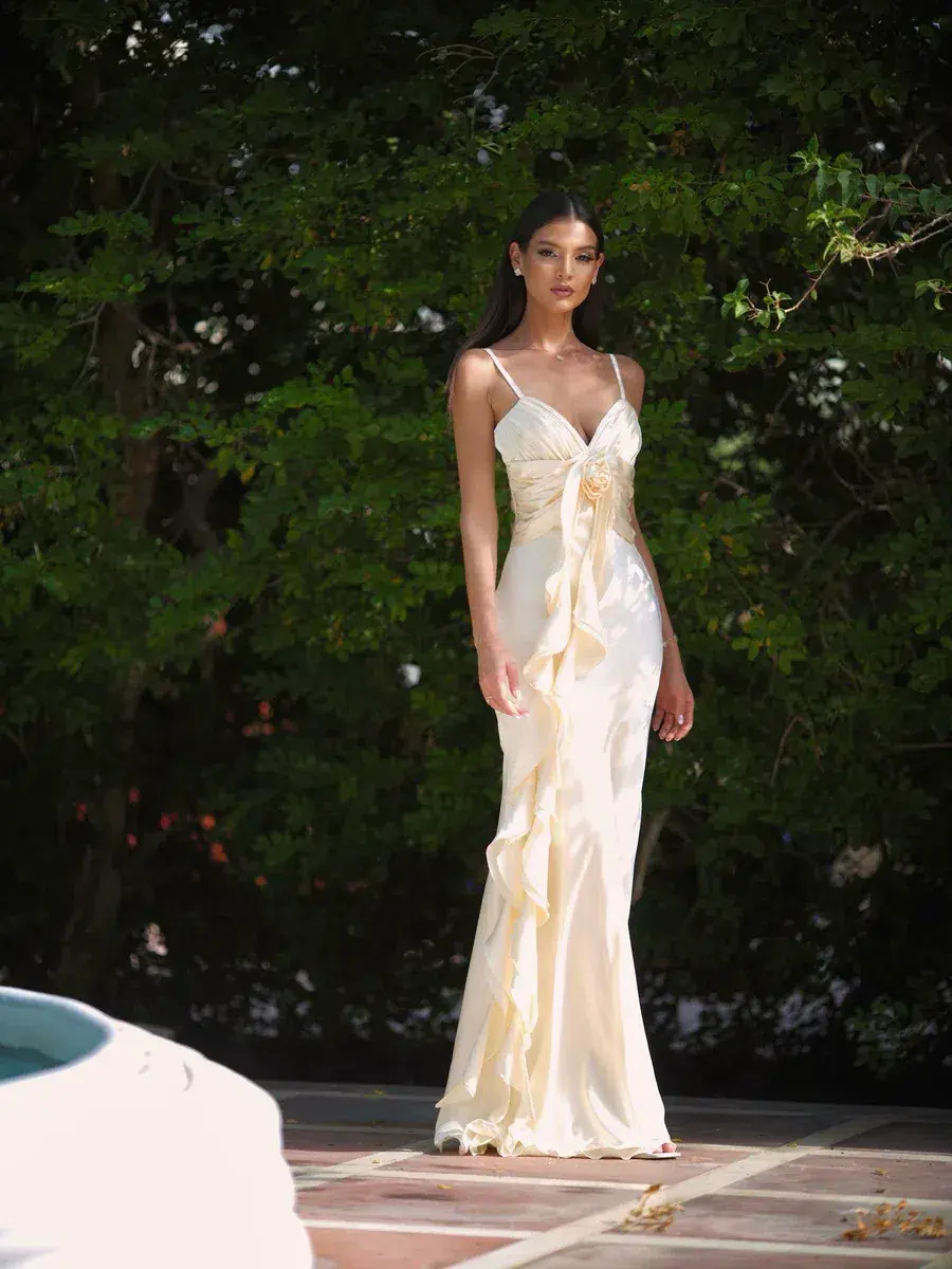 Love by Aisha Lilibeth Dress In Cream Size S / AU 8 for rent on The Volte - main image