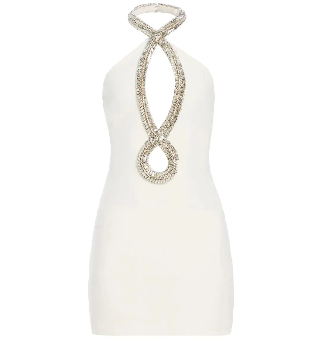 Retrofete Wynn Crystal Embellishments Mini Dress White Size Small / AU 8 for rent on The Volte - main image