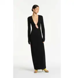 Sir the Label Kinetic Beaded Long Sleeve Maxi Dress Black Size AU 8