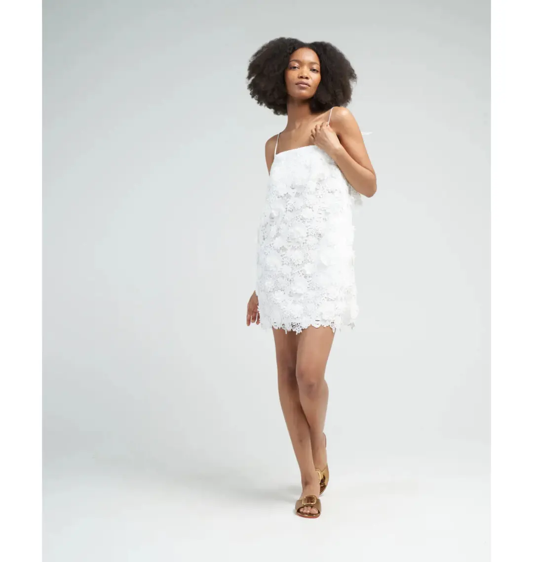 Zimmermann Raie Lace Flower Mini Dress Ivory Size 1 / AU 10 for rent on The Volte - main image