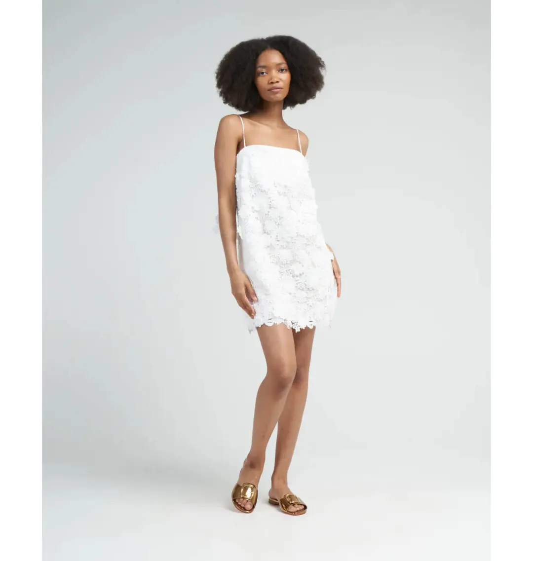 Zimmermann Raie Lace Flower Mini Dress Ivory Size 1 / AU 10 for rent on The Volte - main image
