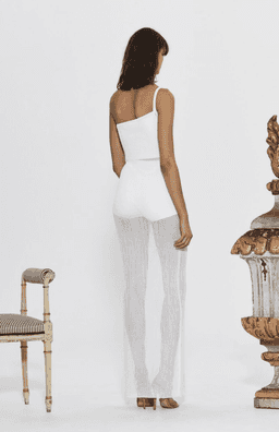 Sir The Label Alexandre One Shoulder Pointelle Knee-length Knit Dress White | AU 8 for rent on The Volte - image 2
