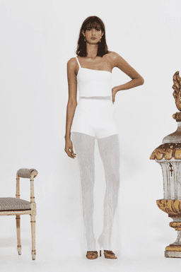 Sir The Label Alexandre One Shoulder Pointelle Knee-length Knit Dress White | AU 8 for rent on The Volte - image 3