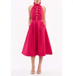 Rebecca Vallance Tahlia Halter Midi Dress Pink Size AU 10 for rent on The Volte - image 1