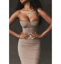 House of CB Lucia Strapless Corset Maxi Dress Taupe Size S / AU 8 for rent on The Volte - image 4