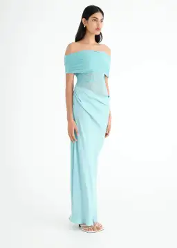Benni Nico Off Shoulder Maxi Dress in Aquamarine Size 8 for rent on The Volte - image 2