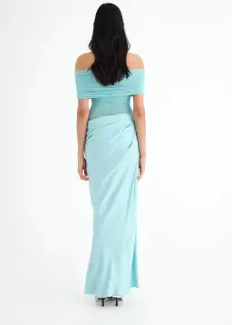 Benni Nico Off Shoulder Maxi Dress in Aquamarine Size 8 for rent on The Volte - image 3