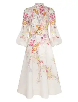 Zimmermann Natura Buttoned Midi Dress in Kaleidoscope Garden Size 0 / AU 8 for rent on The Volte - image 2
