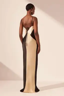 Shona Joy Sofia Contrast Double Strap Maxi Dress in Black/Multi Size 10 for rent on The Volte - image 3