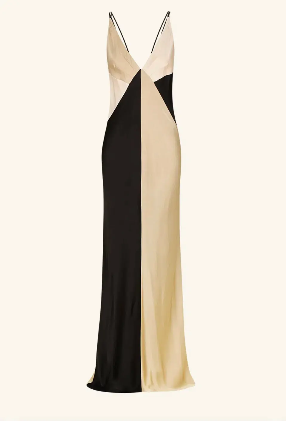 Shona Joy Sofia Contrast Double Strap Maxi Dress in Black/Multi Size 10 for rent on The Volte - main image