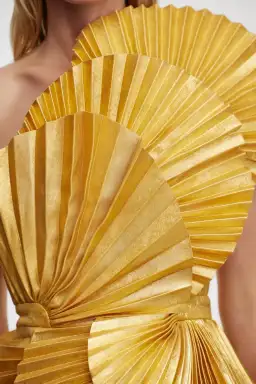 Acler Abbotsford Mini Dress Honey Gold Metalic Size 6 for rent on The Volte - image 4