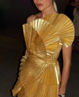 Acler Abbotsford Mini Dress Honey Gold Metalic Size 6 for rent on The Volte - image 6