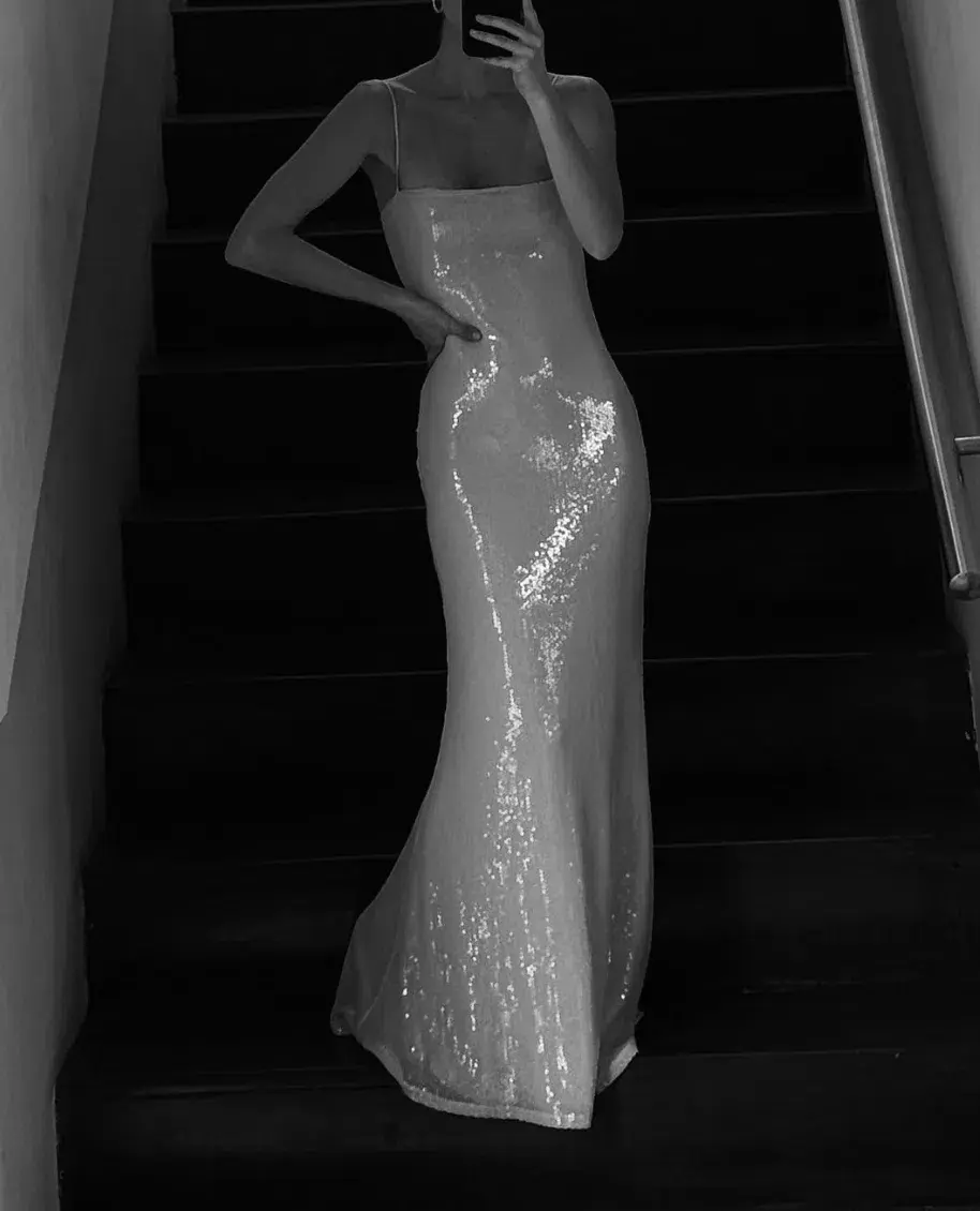 BENNI Juliano Sequin Slip Dress Light Toffee Size S / AU 8 for rent on The Volte - main image