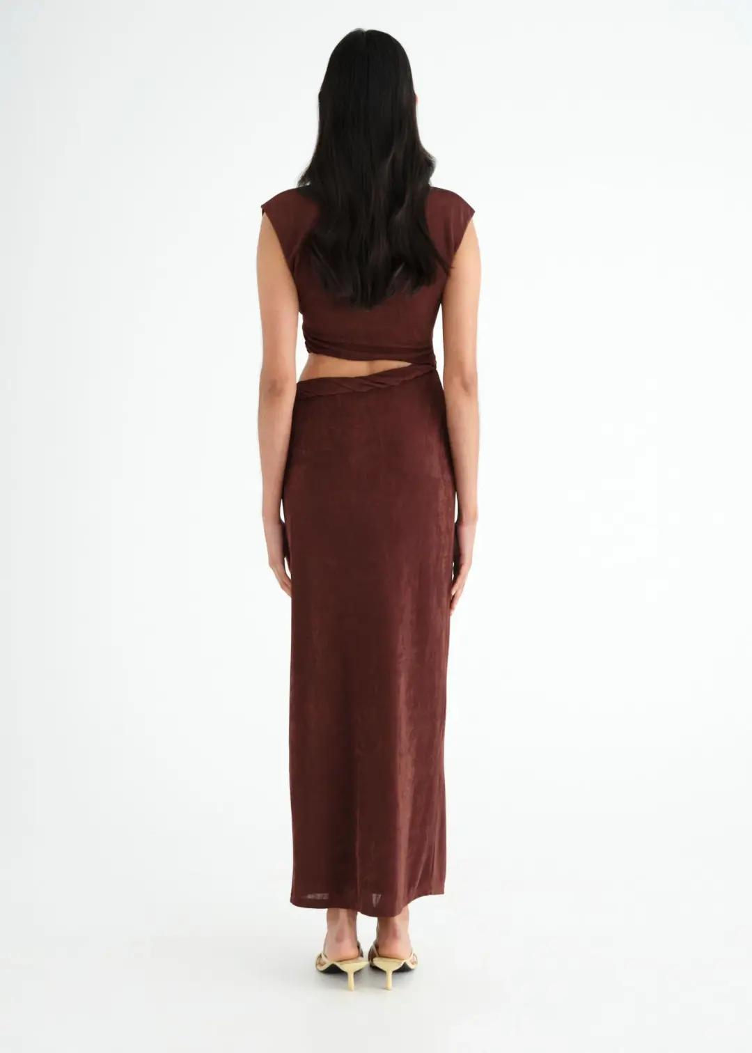 Benni Henri Twist Maxi Dress Chocolate Size XS / AU 6 for rent on The Volte - main image