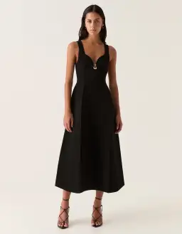 Aje Marisole Knit Midi Dress Black Size L / AU 12