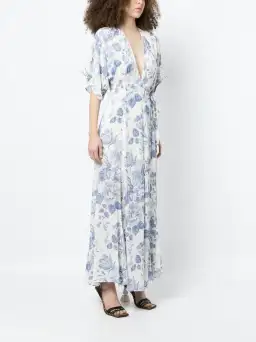 Reformation Winslow Maxi Dress Blue Floral Size XL / AU 14