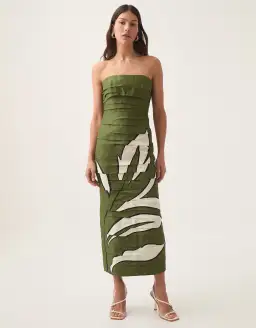 Aje Jasmine Midi Dress Abstract Fern Size 10