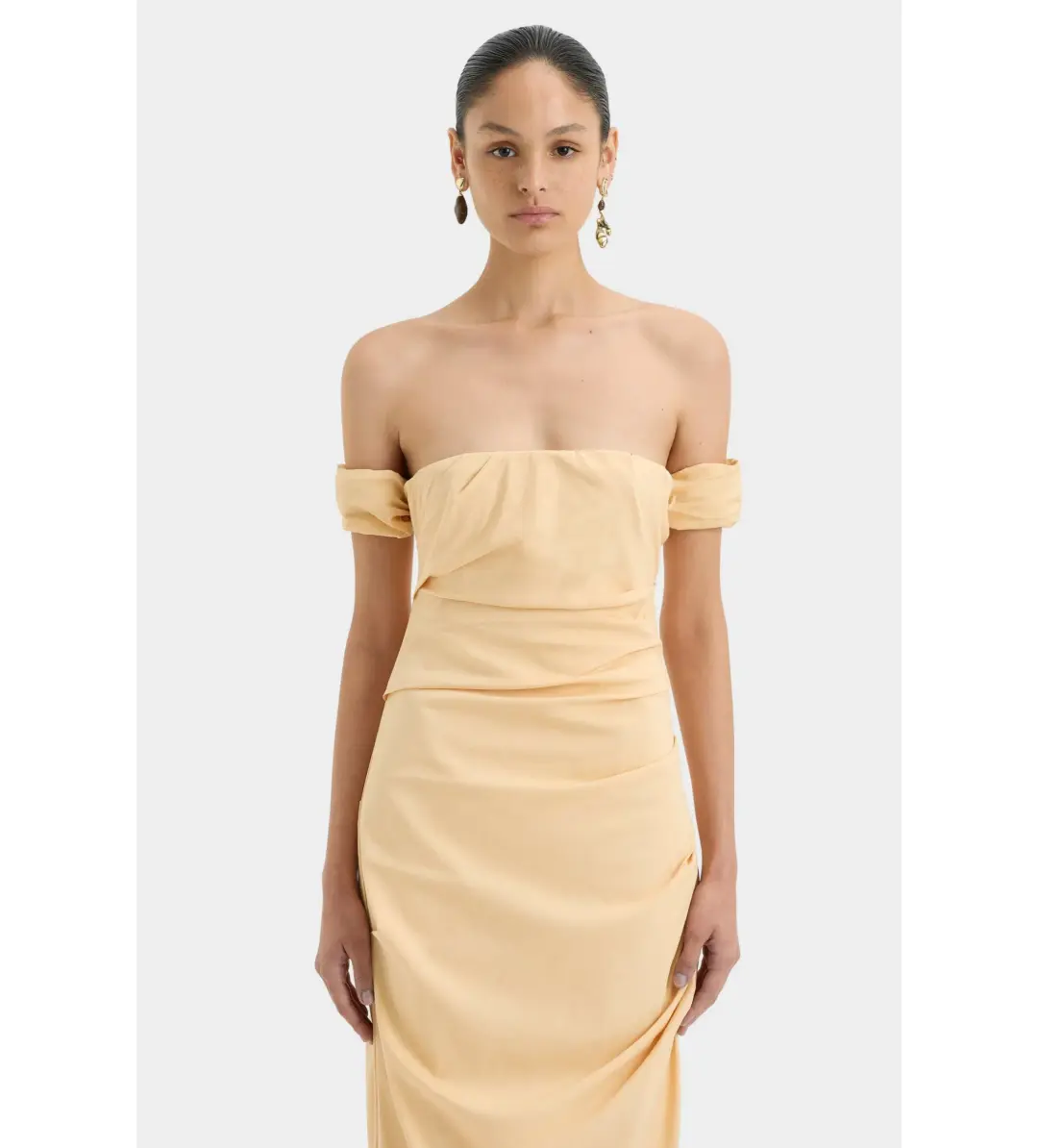 Sir the Label The Carmen Draped Gown in Light Peach Size 2/Au 10 for rent on The Volte - main image