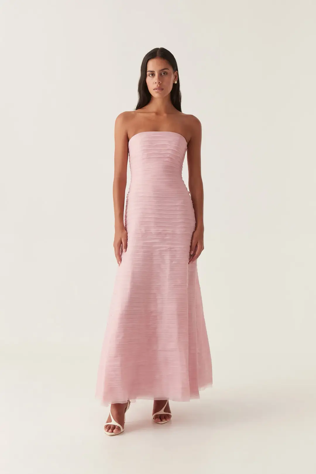 Aje Soundscape Maxi Dress Chalk Pink Size 6 for rent on The Volte - main image