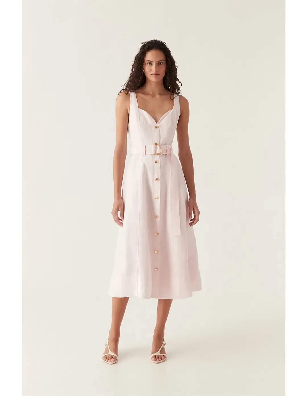 Aje Clay Belted Midi Dress Pastel Pink size8 for rent on The Volte - main image