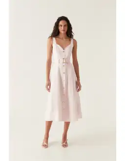 Aje Clay Belted Midi Dress Pastel Pink size8 for rent on The Volte - image 8