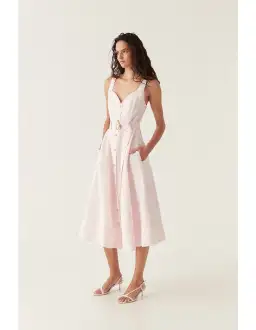 Aje Clay Belted Midi Dress Pastel Pink size8 for rent on The Volte - image 5