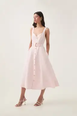 Aje Clay Belted Midi Dress Pastel Pink size8 for rent on The Volte - image 1