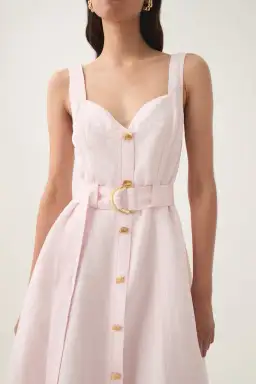 Aje Clay Belted Midi Dress Pastel Pink size8 for rent on The Volte - image 4