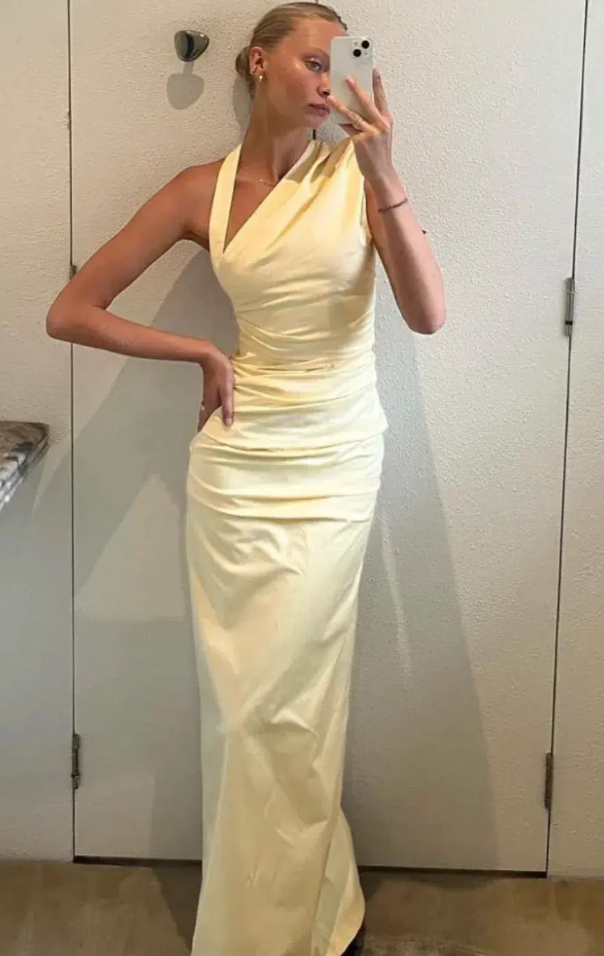 Sir the Label Giacomo Gathered Gown Butter Yellow Size 8 for rent on The Volte - main image