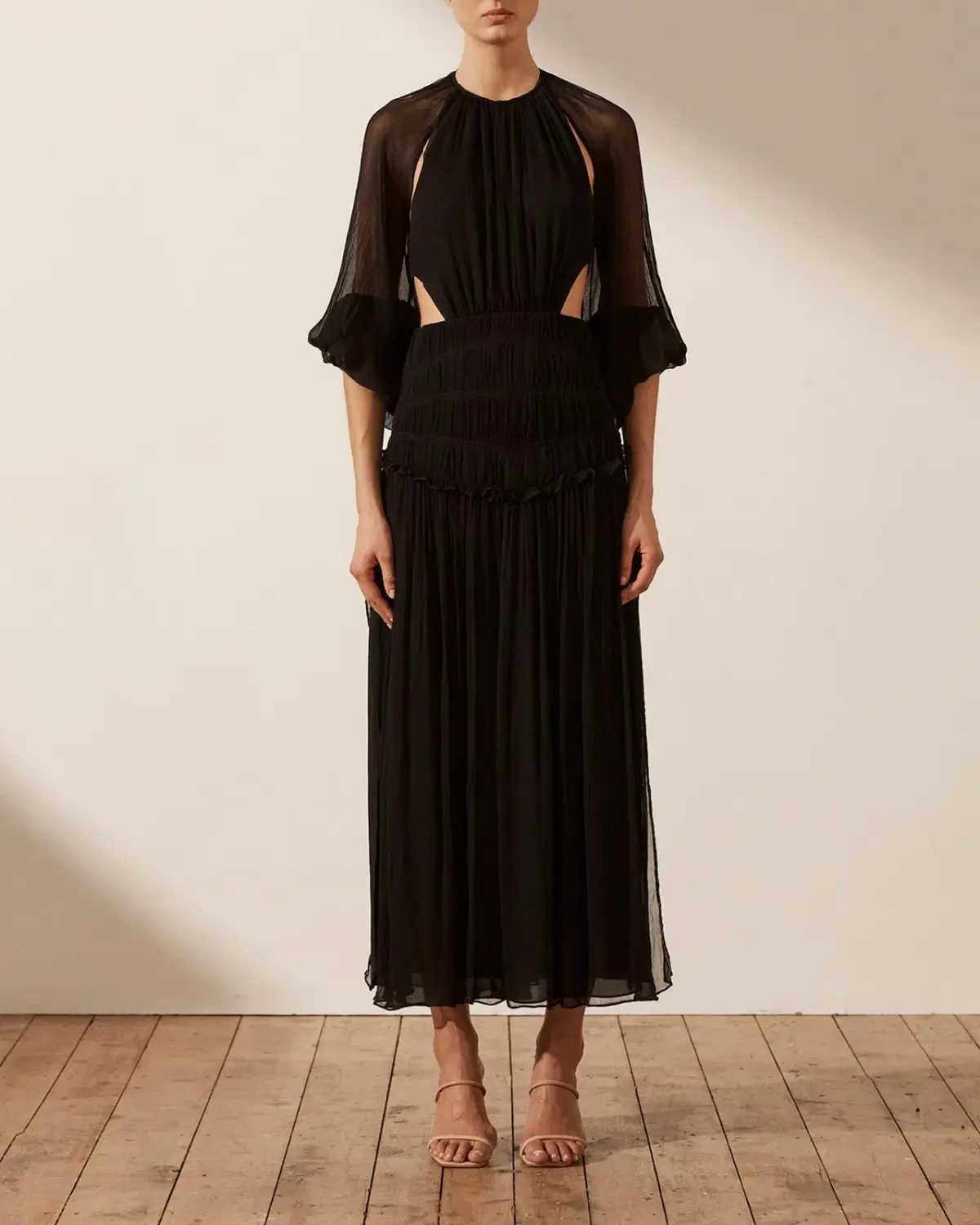 Shona Joy Safira Cut Out Backless Midi Dress in Black Size AU 8 - Image 1