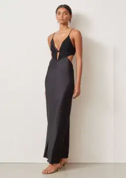 Bec & Bridge Seraphine Plunge Midi Dress Black Size 6 for rent on The Volte - image 2