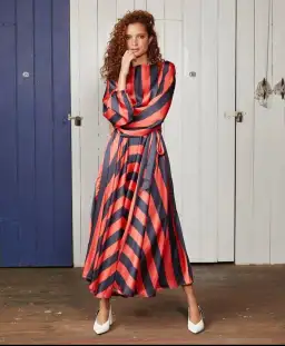 Binny Satin Dress Stripe Size AU 8