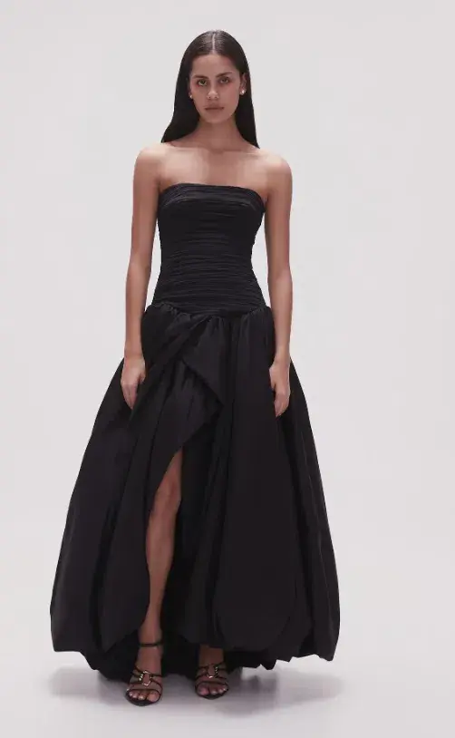 Aje Violette Bubble Hem Maxi Dress Black Size 10 for rent on The Volte - main image