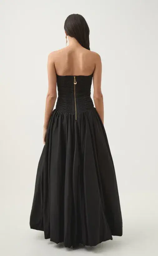 Aje Violette Bubble Hem Maxi Dress Black Size 10 for rent on The Volte - main image