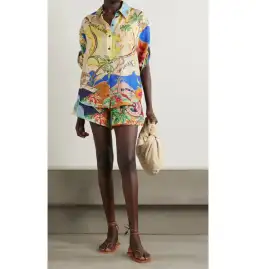 Zimmermann Alight Shorts And Shirt Set Natural Map Size 0 / AU 8