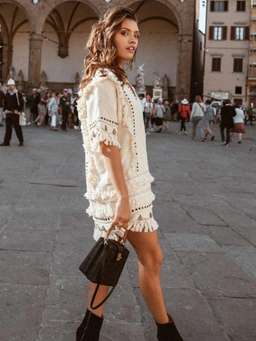 Spell and the Gypsy Alphie Smock Mini Dress Cream Size 6 for rent on The Volte - image 2