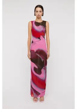 Scanlan Theodore Italian Watercolour Dress Raspberry Pink Size 12 for rent on The Volte - image 1