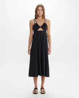 Jag Organic Cotton V Strappy Dress Black Size XL / AU 14