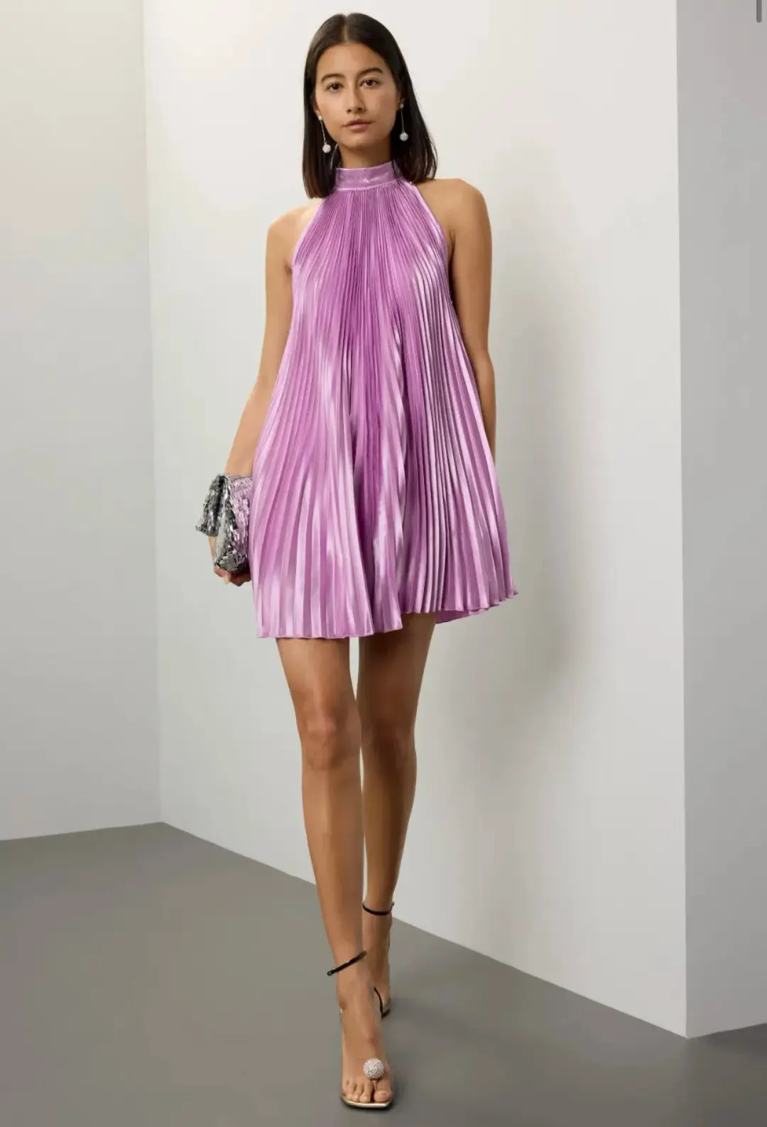 L’Idee Amour Pleated Mini Dress Purple Size 6 for rent on The Volte - main image